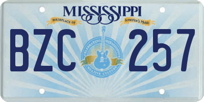 MS license plate BZC257