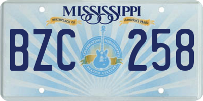 MS license plate BZC258