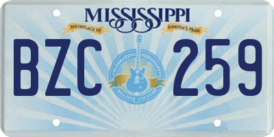 MS license plate BZC259