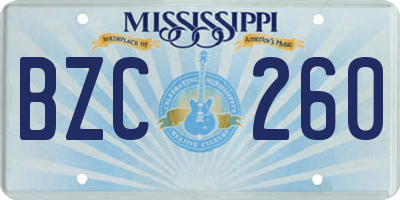 MS license plate BZC260