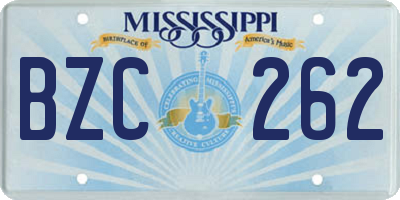 MS license plate BZC262