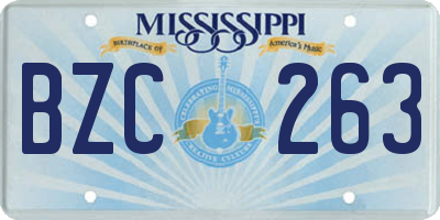 MS license plate BZC263