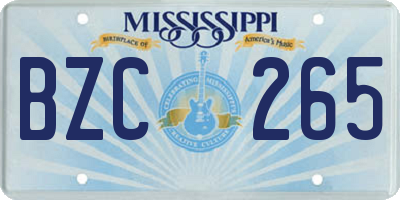 MS license plate BZC265