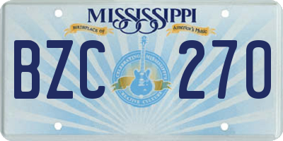 MS license plate BZC270