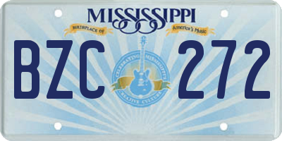 MS license plate BZC272
