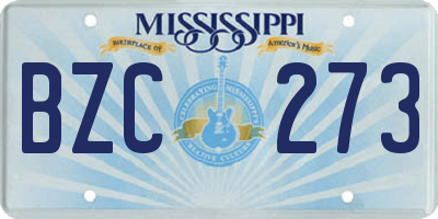 MS license plate BZC273