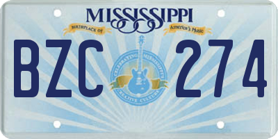 MS license plate BZC274