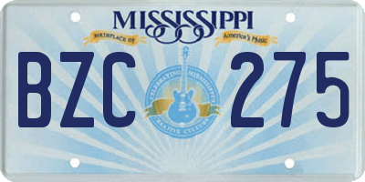 MS license plate BZC275