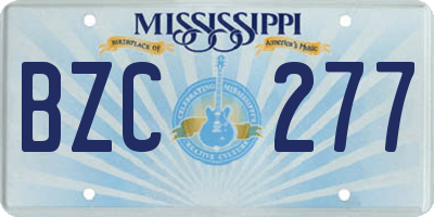 MS license plate BZC277