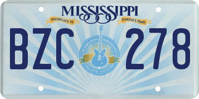 MS license plate BZC278