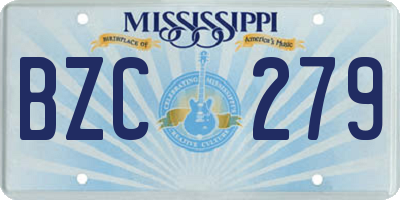 MS license plate BZC279