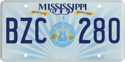 MS license plate BZC280