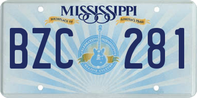 MS license plate BZC281