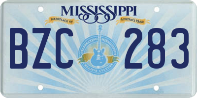 MS license plate BZC283