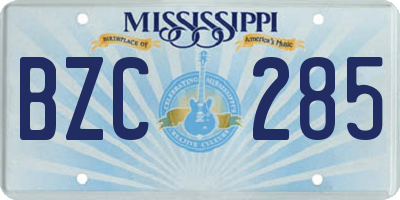 MS license plate BZC285