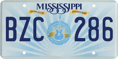 MS license plate BZC286