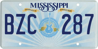 MS license plate BZC287