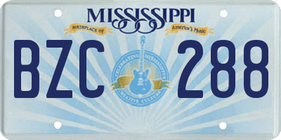MS license plate BZC288