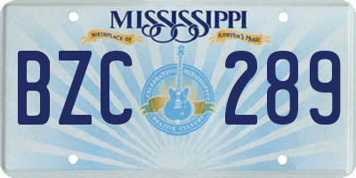 MS license plate BZC289