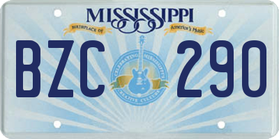 MS license plate BZC290