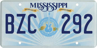MS license plate BZC292