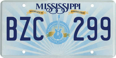 MS license plate BZC299