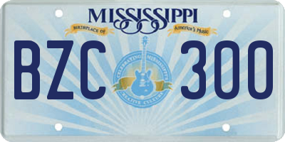MS license plate BZC300
