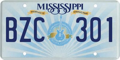 MS license plate BZC301