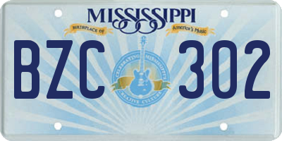 MS license plate BZC302