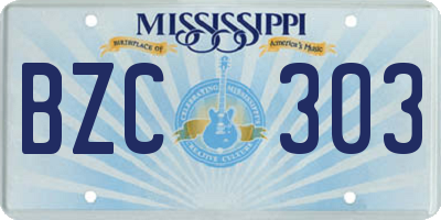 MS license plate BZC303