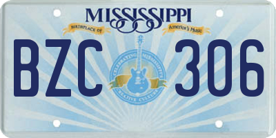 MS license plate BZC306