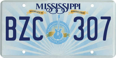 MS license plate BZC307