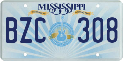 MS license plate BZC308