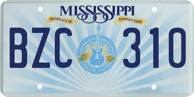 MS license plate BZC310