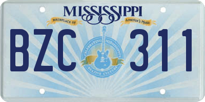 MS license plate BZC311