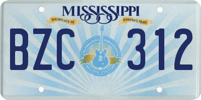 MS license plate BZC312