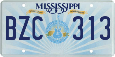 MS license plate BZC313
