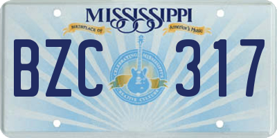 MS license plate BZC317