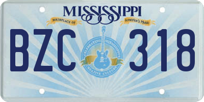 MS license plate BZC318