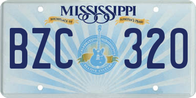 MS license plate BZC320