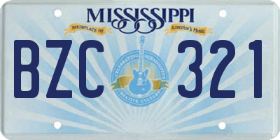 MS license plate BZC321
