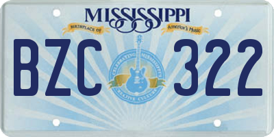 MS license plate BZC322
