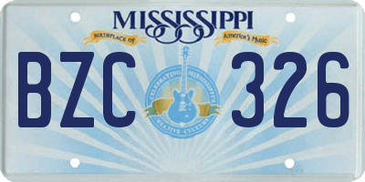 MS license plate BZC326