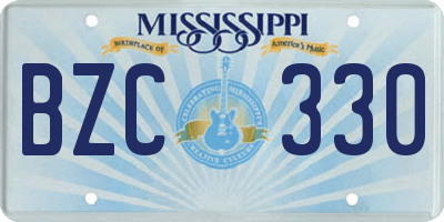 MS license plate BZC330