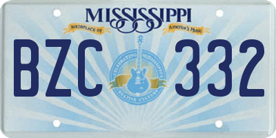 MS license plate BZC332