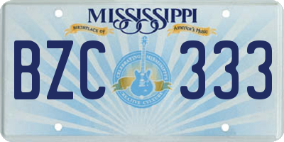 MS license plate BZC333