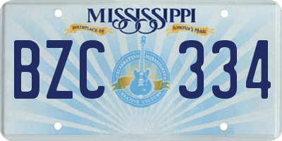 MS license plate BZC334