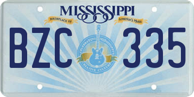 MS license plate BZC335