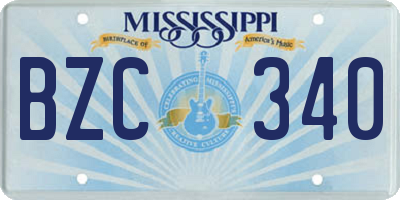 MS license plate BZC340