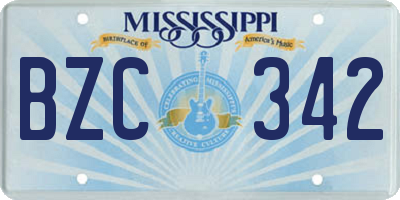 MS license plate BZC342